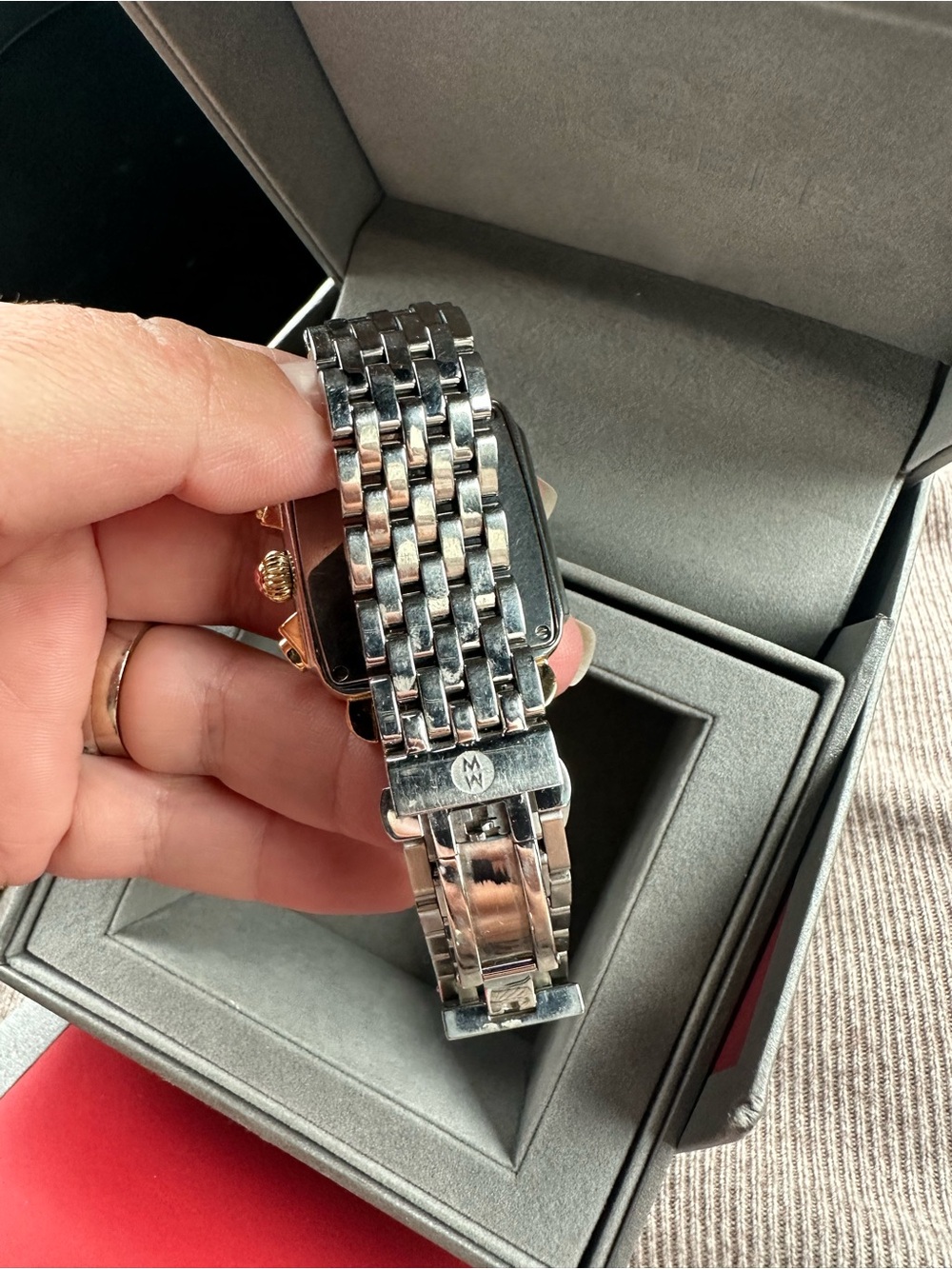 Michele Silver Two-Tone Diamond-Accented Women's Watch - Picture 4 of 4
